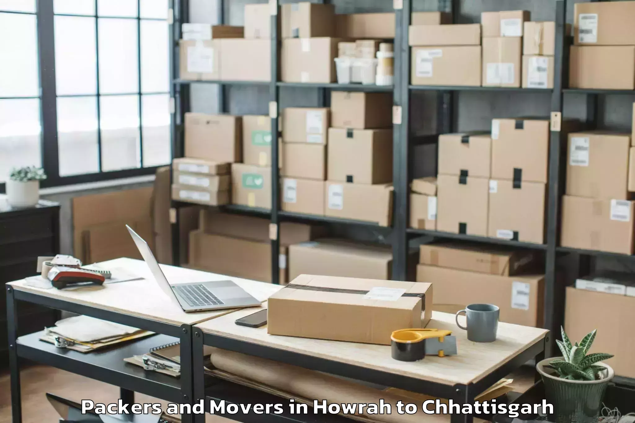 Professional Howrah to Kanker Packers And Movers